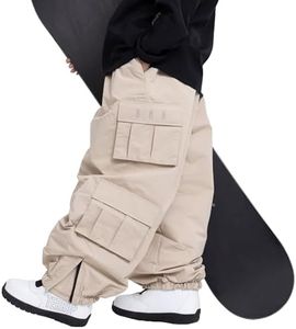 SNOWVERB Womens Mens Baggy Waterproof Snowboarding Pants Unisex Snow Cargo Warm Insulation Ski Pants (X-Small, Khaki)