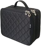 ONEGenug Cosmetic Makeup Bag & Organizer Double Layer Dot Pattern Travel Toiletry Bag Organizer (Size L Black)