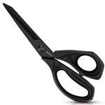 Asdirne Black Titanium Fabric Scissors, Dressmaking Scissors with Heavy Duty Multi-Purpose Titanium Coated Blades and Comfortable Soft Grip Handles, 25CM, Black