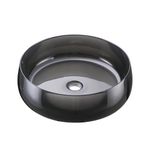 EQLOO Bathroom Oval Resin Vessel Vanity Sink Grey Bowl Basin, 23" x 15" Translucent Above Counter Cabinet Sink, Pop-up Drain Included