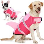 AOFITEE Dog Life Vest for Swimming, Dog Life Jacket Large, High Flotation Dogs Swimming Vest with Rescue Handle and Reflective Stripe, Shark Dogs Lifesaver Swimsuit for Boating Summeer Pool Beach, XL