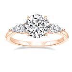 EAMTI 2CT 925 Sterling Silver Rose Gold Engagement Rings for Women Round Cut 3-Stone Promise Rings for Her Cubic Zirconia CZ Wedding Bands Size 4