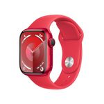 Apple Watch Series 9 [GPS 41mm] Smartwatch with (Product) RED Aluminum Case with (Product) RED Sport Band S/M. Fitness Tracker, Blood Oxygen & ECG Apps, Always-On Retina Display, Water Resistant