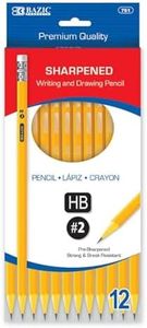 BAZIC Pencil Wood Pre-Sharpened Pencil #2 HB, Latex Free Eraser Yellow Pre Sharpened Pencils for Exam Sketching School Office (12/Pack), 1-Pack