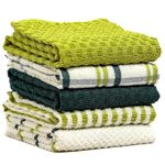 Olivia Rocco 5 Pack Terry Kitchen Tea Towels Cotton Super Absorbent Quick Drying Soft Towel Cloth, Sage Green