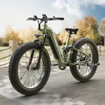 PUCKIPUPPY Electric Bike for Adults 960W, 48V 20AH Battery Adult Electric Bicycles, 26" Fat Tire Full Suspension Step-Thru Ebike, 28MPH Mountain Ebike, 7 Speed, 80Miles Range-Boxer ST