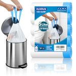 XUXRUS Bin Liners 5L Small Drawstring Bathroom Bin Bags 120Pcs Thick Plastic Trash Bags with Tie Tape Drawstring Handles,White