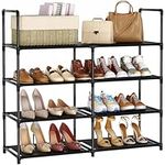 SPUSEN Shoe Rack,4 Tier Shoe Storage Shoe Organizer,Fit 16-20 Pairs Shoes,Large Stackable Shoe Shelf for Closet,Entryway,Garage,Bedroom,Cloakroom,Easy to Assemble