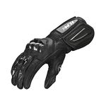 ILM Air Flow Leather Motorcycle Gloves for Men and Women (Black-Long, XL)