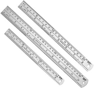 YUENTOEN 3Pcs Metal Ruler, 6 Inch, 8 Inch and 12 Inch Stainless Steel Ruler Double Side Straight Edge Metal Rulers for Home School Office Daily Use