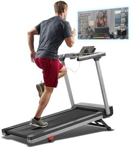 Sunny Health & Fitness Foldable 15 Level Auto Incline Treadmill, 20" Wide Running Belt, Quiet Brushless, Digital Display, 300 LB Weight Capacity, SunnyFit App Bluetooth Connection- SF-T723030