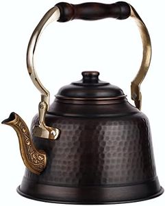 DEMMEX 2017 Heavy Gauge 1mm Thick Hammered Copper Tea Pot Kettle Stovetop Teapot (1.6-Quart) (Antiqued Copper)