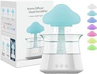 New Raindrop Humidifier,Rain Sounds for Sleeping,Snuggling Cloud,Mushroom Rain Lamp Humidifier with 7 Colors LED Changing Lamp,Desktop Fountain Water Drop Sound for Home Bedroom Office Plant(White)