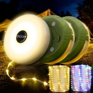 OGERY 3-Pack Camping String Lights, 2 in 1 Quick Storage 32.8FT Rechargeable Tent Lights String with 8 Lighting Modes, Hanging Waterproof Portable LED Lamp for Christmas Decor Party Bedroom Yard