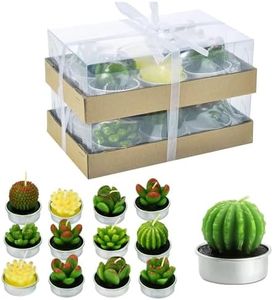 SCENTORINI Tealight Candles, 12 Pack Cactus Candles, Cute Tealight Candles for Christmas Decorations, Mini Delicate Candles, Unscented Candles Gift for Birthday Party Wedding Home Decor