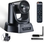 TONGVEO Wireless Conference Room PTZ Camera, 3X Optical Zoom USB3.0 60fps 1080P HD Wireless Conference Webcam for Video Conferencing/Live Streaming/Church Services Worship/Online Education