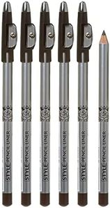Ruby Kisses Style Pencil Liner with Sharpener Cap, 6 Pack (Dark Brown)