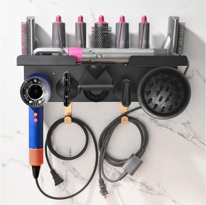 Upgraded 2-in-1 Holder Compatible with Dyson Airwrap and Hair Dryer, Suitable for Both Nural and Supersonic Models, Wall Mounted Stand to Organize Airwrap and Hair Dryer Attachments