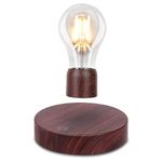 VGAzer Magnetic Levitating Floating Wireless LED Light Bulb Desk Lamp for Unique Gifts, Room Decor, Night Light, Home Office Decor Desk Tech Toys (Round Wooden Base..)