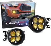 iJDMTOY Yellow Lens 24W High Power LED Wide Angle SAE Flood Beam Fog Light Kit w/Built-On Mounting Brackets Compatible With Toyota Tacoma Tundra 4Runner, etc