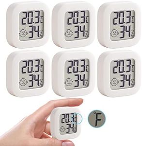 nuyikaso 6 pièces Thermomètre Hygromètre Interieur Mini LCD Digital Mural Conversion ℃/°F Remise à zéro pour Maison Bureau Chambre de Bébé Vestiaire