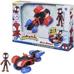 SPIDEY AND HIS AMAZING FRIENDS Marvel Change 'N Go Techno-Racer and 10-cm Miles Morales: Spider-Man Action Figure, Ages 3 and Up