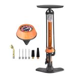 GOBKO Bike Pump Bicycle Floor Pump with Gauge, Bicycle Pumps with Presta and Schrader tire Pump multifunctional Air Pump for Road Bike MTB Sports Balls Pump High Pressure 160Psi &11Bar