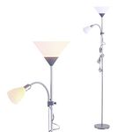 INMOZATA Standard Lamps Living Room, Uplighter Floor Lamp, Modern Mother & Child Tall Floor Lamp for Living Room, Bedroom, Lounge, Office(Silver)