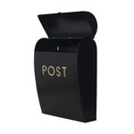 ACL Black Post Box Wall Mounted Letterbox with Easy Access No Lock for Outdoor Use - Weatherproof And Durable Mailbox Easy Installation, Strong Construction, Perfect for Homes and Offices