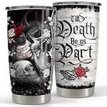 SANDJEST Skull Couple Tumbler Till Dead Do Us Part 20oz Stainless Steel Insulated Travel Mug Christmas Birthday Valentine Gift for Wife Husband Boyfriend Girlfriend Tattoo Lovers