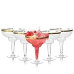 MATANA 48 Elegant Plastic Margarita Cocktail Glasses with Gold Rim (360ml / 12oz) - Sturdy & Reusable - Daiquiri Martini Glasses for Weddings Birthdays, Christmas & Outdoor Parties