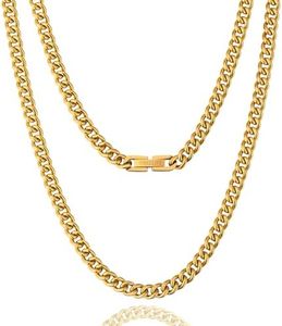 KRKCLIFE Chain Necklace for Womens Mens, 5/7/9MM 18K Gold Plated/Stainless Steel Cuban Link Curb Chain Necklaces, Anti-Allergies, Durable No Fading Gold/Silver Chain Pendant Necklace Jewelry Gift