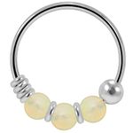 AZARIO LONDON Triple Aurora Borealis Opal Stone 22 Gauge (0.6MM) - 8mm Diameter 925 Sterling Silver Open Hoop Nose Ring Jewellery