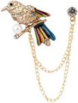 Knighthood Men's Crystal Pearl Parrot Bird Lapel Pin Suit Collar Brooch (Gold) (KN-LP20-PARROT)