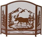 Rustic Decorative Foldable 3 Panel Moose Country Fireplace Screen Cabin Lodge Farmhouse Ranch Style Decoration