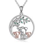 YFN Elephant Necklace 925 Sterling Silver Family Mother Father Daughter Pendant Jewellery Gifts for Women Mum Girls (A-Classic Three)