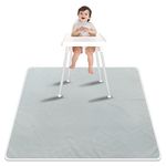 (Grey) - Paw Legend Washable Highchair Splat Floor Mat- Anti-Slip Silicone Spot Splash Mess Mat(130cm X 130cm )-Food Catcher Art Craft Leak Proof Mat,Grey