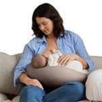 bbhugme Adjustable Nursing Pillow - Breastfeeding, Bottle Feeding, Baby Support - Adjustable Firmness and Fit - Washable Pillow Cover - Hazel Brown/Stone