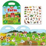 iGetooy Reusable Sticker Books for Toddlers 1-3, Reusable Stickers for kids, Preschool Learning Activities Stickers for Toddlers 2-4 years, Travel Essentials Toy for Kids Girls Boys (Farm)