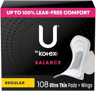 U by Kotex Balance Ultra Thin Pads with Wings, Regular Absorbency, 108 Count (6 Packs of 18)