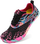 Scurtain Unisex Mens Womens Athletic Hiking Water Shoes Quick Dry Barefoot Aqua Shoes Swim Shoes Beach Shoes with Drainage, Pink/Black, 9 Women/7.5 Men