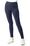 Roman Originals Stretch Leggings for Women UK Ladies Yoga Pants Gym Fitness Trousers Cotton High Waisted Pull On Elasticated Waist Smart Casual Tummy Control Thick Shapewear - Navy - Size 14