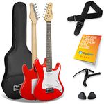 3rd Avenue XF 3/4 Size Kids Junior Electric Guitar Starter Beginner Pack with Bag, Strap, Picks and Capo – Red