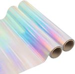 BELLE VOUS Rotolo Vinile Adesivo Olografico (Set da 2) - Pellicola Adesiva 1,5 m x 30 cm - Rotolo Adesivo Opale Arcobaleno per Arte, Insegne, Scrapbooking, Vinile Silhouette Cameo e Decalcomanie