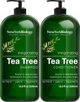 New York Biology Tea Tree Shampoo and Conditioner Set – Deep Cleanser – Relief for Dandruff and Dry Itchy Scalp – Therapeutic Grade - Helps Promote Hair Growth – 500 ml