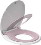 Round Toilet Seat with Built in Potty Training Seat, Potty Training Toilet Seat for Toddlers, Magnetic Kids Seat and Cover, Slow Close and Never Loosen, Fits both Adult and Child, Pink Round