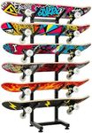 HAVXJAN 6-Tiers Skateboard Racks Floor Stand, Skateboard Wall Mount, Snowboard Racks, Skateboard Wall Decor For Homes Garages Skate Shops Gym(Black)
