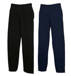 Fruit of the Loom Men's Sports Trousers, 1 x black open + 1 x deep navy open + 1 Hl purchase notepad, M