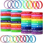 Bible Bracelets Rubber Bracelets Spiritual Inspirational Wristbands Faith Bible Verse Silicone Bracelets Motivational Sayings Wristbands for Men Women (60 Pieces)