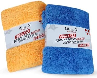 WaveX Perfect Finish Microfiber Cloth for Car 440 GSM (40x60CM) Super Soft, Quick Dry and High Water Absorbing, Perfect for Car, Bike and Home Cleaning (Pack of 2, Blue & Orange)